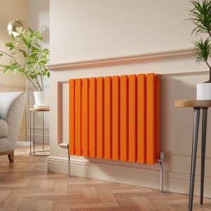 Lulea 600 x 760mm Bright Orange Double Flat Panel Horizontal Designer Radiator