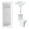 RAK Resort Mini Open Back Toilet with 650mm Basin Modern Bathroom Suite and Single Ended Bath with Front Panel - 1700 x 700mm