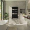 Juva 1200 x 600mm Dual Fuel Satin Black Flat Panel Thermostatic Touch Control Wifi Electric Heated Towel Rail