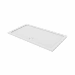 Essentials Anti-Slip 1600 x 700mm Rectangle Stone Shower Tray White