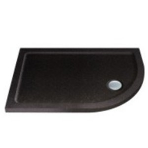 Shower Tray 1000 x 800 mm ABS Stone 550 Radius Right Hand Offset Quad Black Sparkle