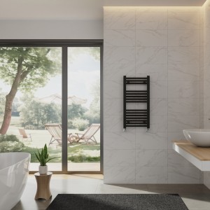 Bergen 800 x 400mm Straight Black Heated Towel Rail