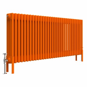 Bern 600 x 1460mm Traditional Bright Orange Horizontal Four Column Radiator
