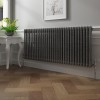 Bern 600 x 1460mm Black Silver Double Column Horizontal Traditional Radiator