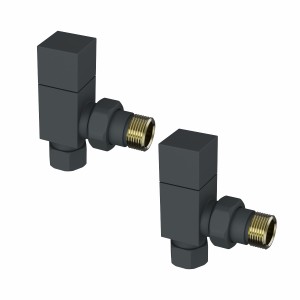 Modern Square Angled Radiator Valves - Anthracite