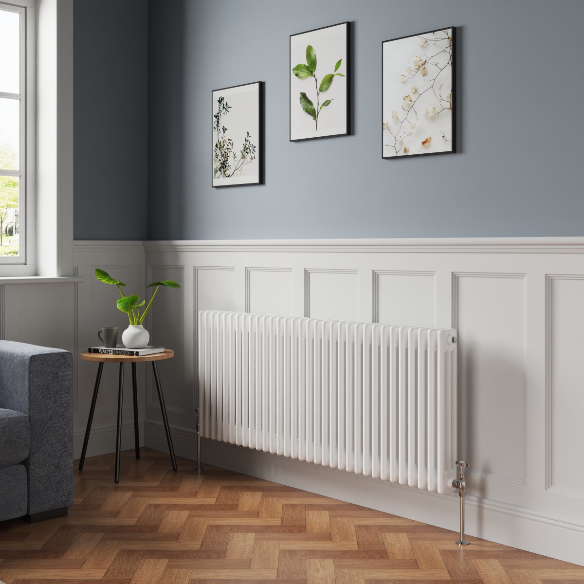 Bern 600 x 1460mm White Triple Column Horizontal Traditional Radiator