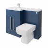 Calm Matt Blue Left Hand Combination Vanity Unit Basin L Shape with Back to Wall Boston Toilet & Soft Close Seat & Concealed Cistern - 1100mm
