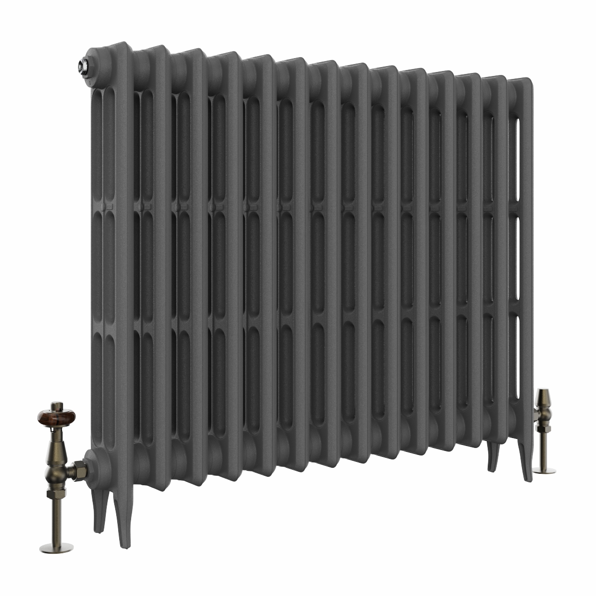 Classic  745 x 902mm  Farrow & Ball Railings Grey Triple Column Cast Iron Radiator - 14 Sections