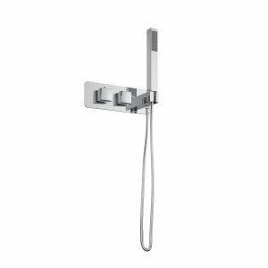 Beauly Modern Square Twin Diverter Thermostatic Shower Valve with Hand Shower Chrome