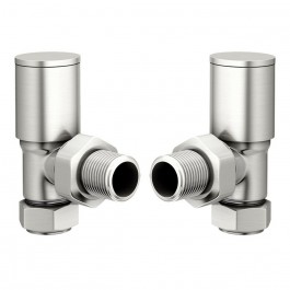 Chelsea Brushed Nickel Round Head Angled Radiator Valves