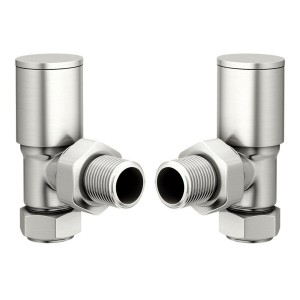 Chelsea Brushed Nickel Round Head Angled Radiator Valves