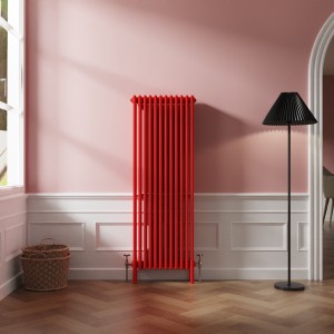 Bern 1500 x 560mm Traditional Signal Red Vertical Four Column Radiator
