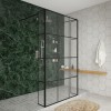 Wasdale 1100mm Black Grid Walk Through Wet Room Screen with 215mm Hinged Return Screens