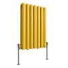 Norden 600 x 414mm Zinc Yellow Double Horizontal Oval Column Designer Radiator
