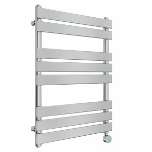 Juva 800 x 600mm Chrome Flat Panel Thermostatic Touch Control Electric Heated Towel Rail