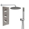 Thurso Chrome Triple Round Handle Concealed Valve Bulit in Diverter with 400mm Round Shower Head and Hand Shower (3 Outlet)