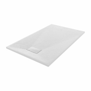 Terra - 1300x800mm Slate Effect Rectangle Shower Tray White