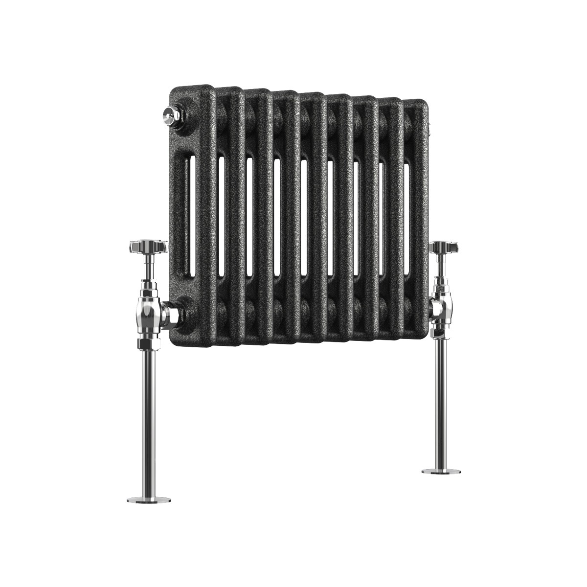 Bern 300 x 425mm Black Silver Double Column Horizontal Traditional Radiator