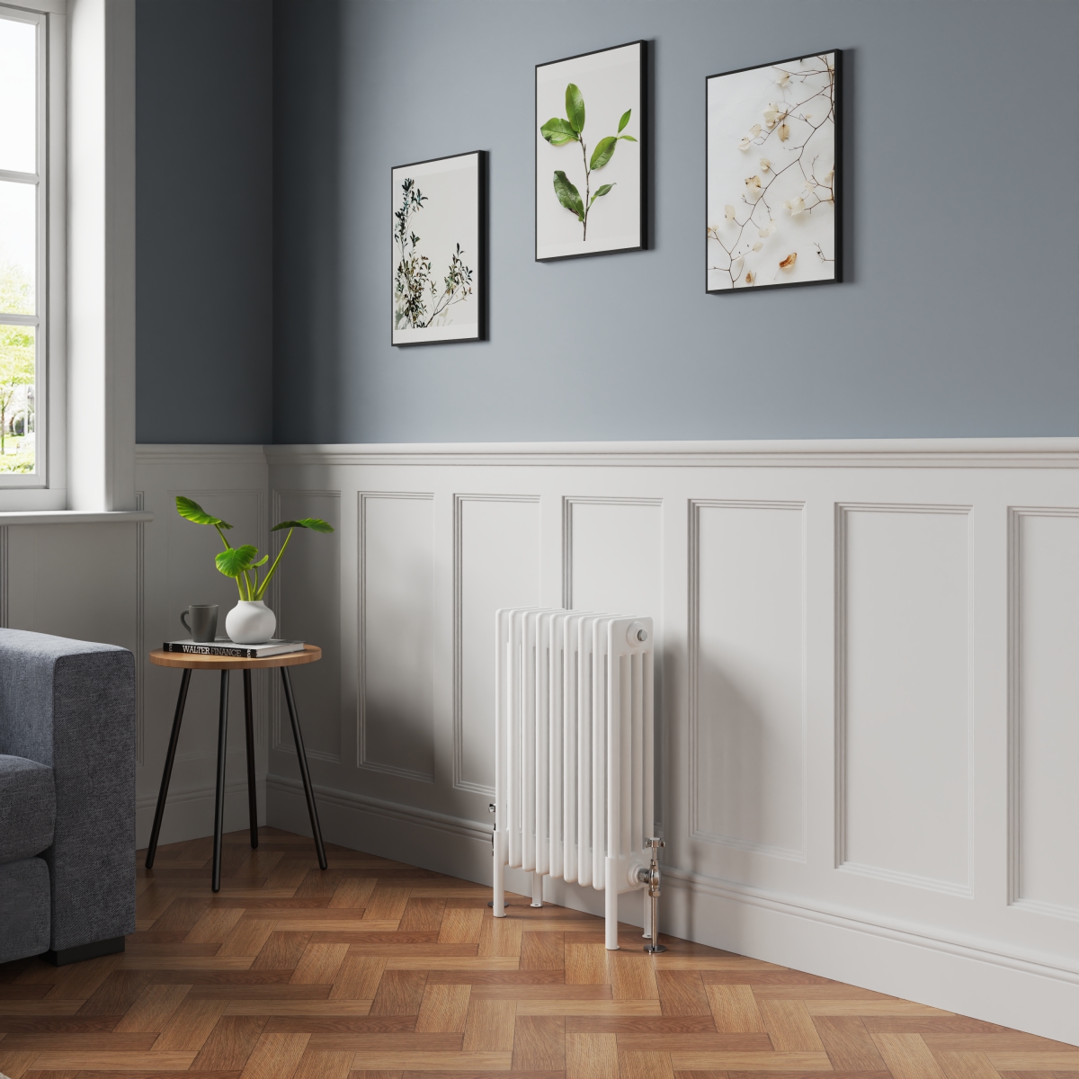 Bern 600 x 425mm White Four Column Horizontal Traditional Radiator