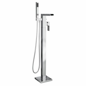 Edessa Modern Waterfall Freestanding Bath Shower Mixer Tap with Hand Shower - Chrome