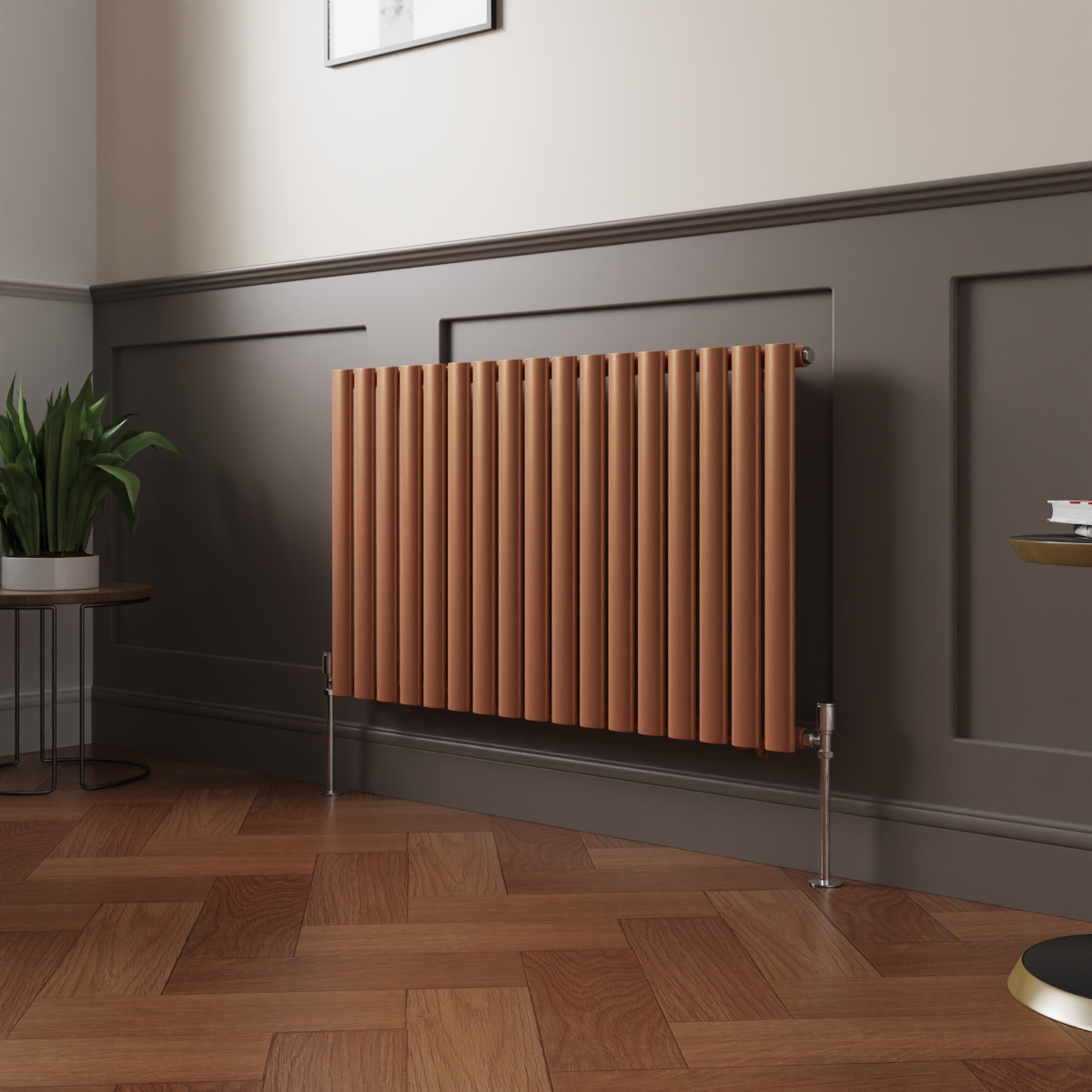 Norden 600 x 1004mm Metallic Bronze Single Oval Column Horizontal Designer Radiator
