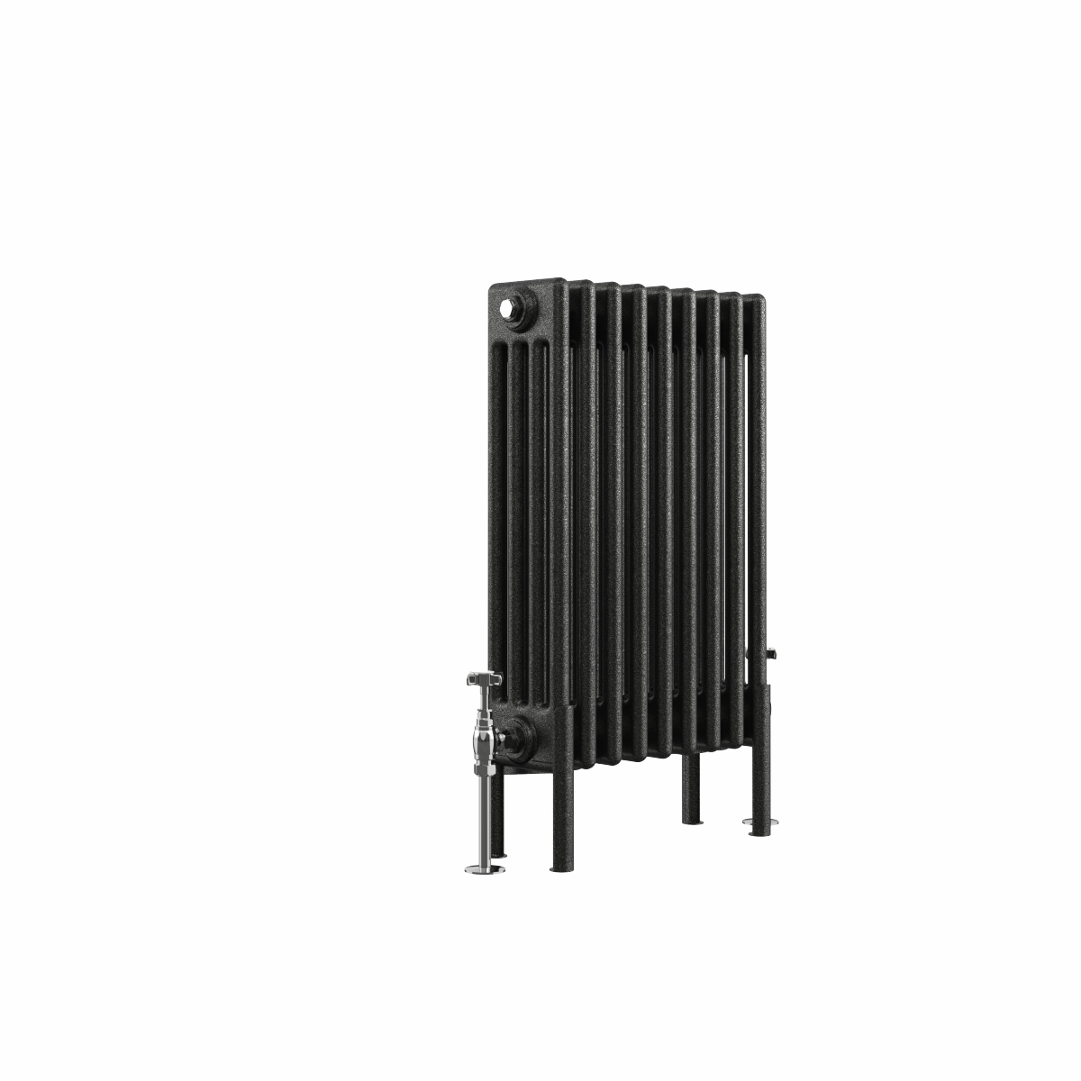 Bern 600 x 425mm Black Silver Four Column Horizontal Traditional Radiator