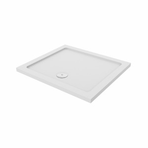 Essentials Anti-Slip 900 x 700mm Rectangle Stone Shower Tray White