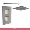 Beauly Chrome Twin Square Concealed Valve Shower Head Sets - Choice of Size and Shower Head Type