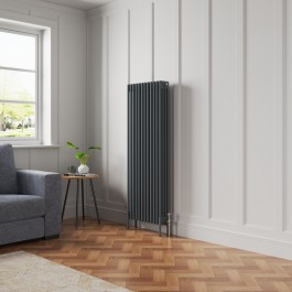 Bern 1500 x 560mm Anthracite Four Column Vertical Traditional Radiator