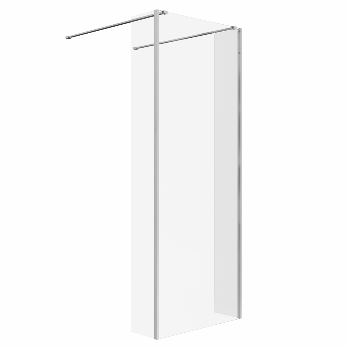 Wasdale 800mm Chrome Walk Through Wet Room Screen with 215mm Hinged Return Screens