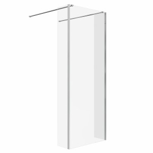 Wasdale 800mm Chrome Walk Through Wet Room Screen with 215mm Hinged Return Screens