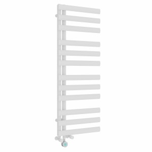 Kongsberg 1200 x 450mm Dual Fuel White Thermostatic Touch Control Wifi Electric Heated Towel Rail