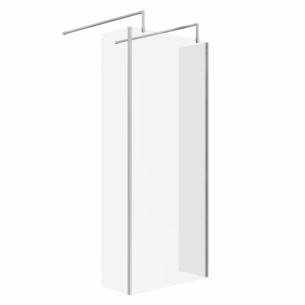 Wasdale 900mm Chrome Walk Through Wet Room Screen with 300mm Hinged Return Screens & L- Shape Support Arms