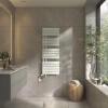 Kristiansund 1380 x 500mm Dual Fuel White Thermostatic Touch Control Electric Heated Towel Rail