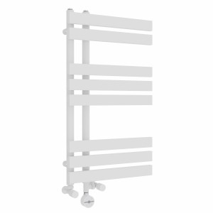 Koli 800 x 450mm Dual Fuel White Thermostatic Touch Control Electric Heated Towel Rail