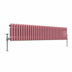 Bern 300 x 1460mm Rose Pink Triple Column Horizontal Traditional Radiator