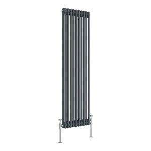Bern 1500 x 470mm Anthracite Double Column Vertical Traditional Radiator