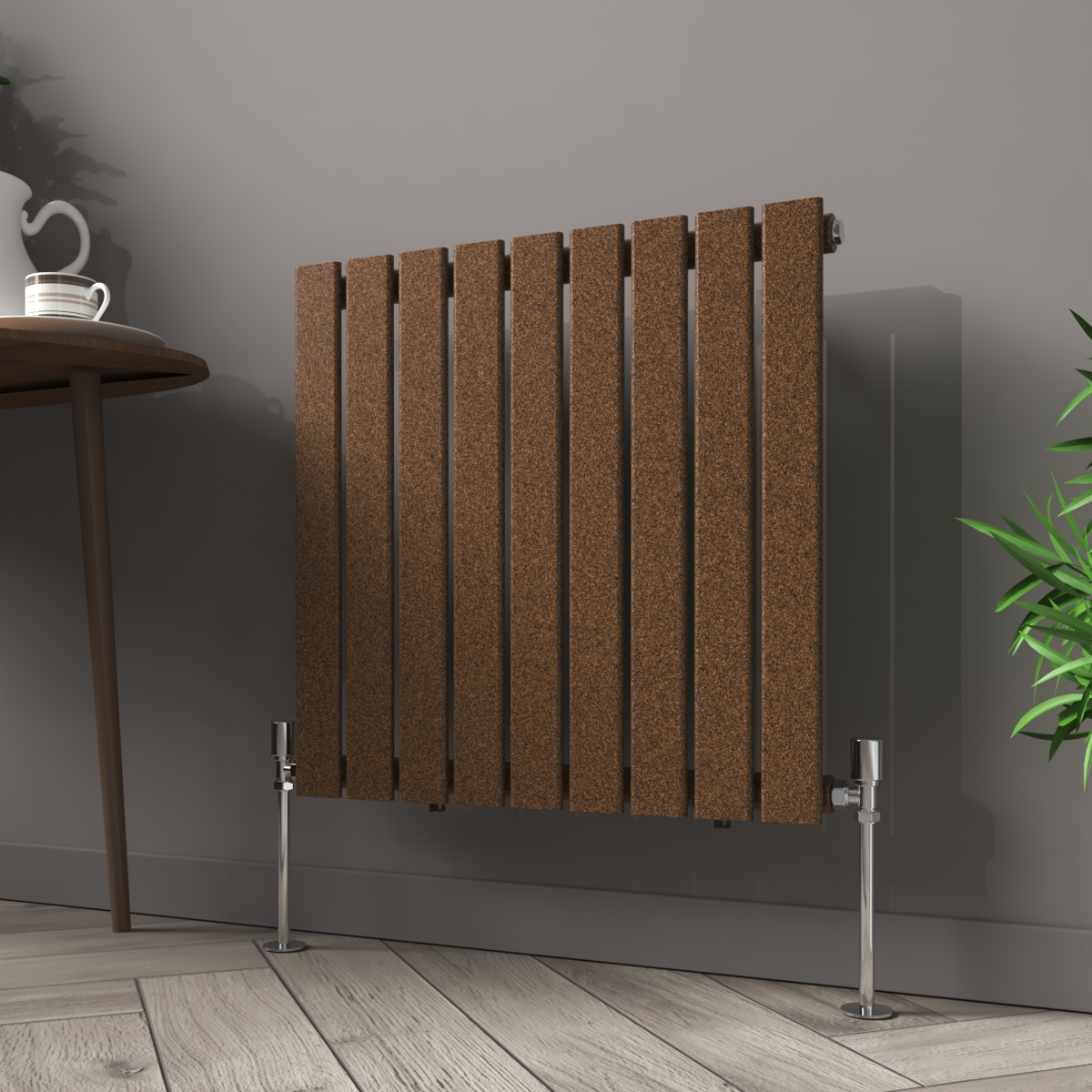 Karlstad 600 x 614mm Black Copper Single Horizontal Flat Panel Designer Radiator