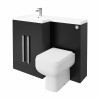 Calm Matt Black Left Hand Combination Vanity Unit Basin L Shape with Back to Wall RAK Series 600 Toilet & Soft Close Seat & Concealed Cistern - 1100mm