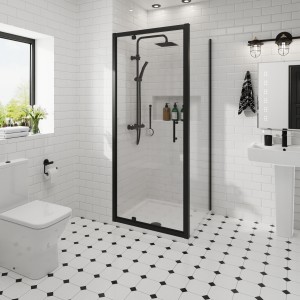 Ennerdale 700mm Pivot Door with 900mm Side Panel - Black