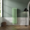 Bern 1500 x 470mm Pastel Green Double Vertical Column Radiator