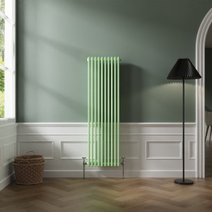 Bern 1500 x 470mm Pastel Green Double Vertical Column Radiator