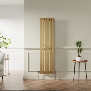 Lulea 1600 x 410mm Metallic Gold Single Flat Panel Vertical Designer Radiator