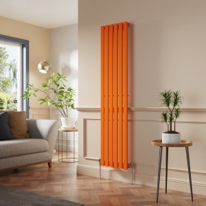 Lulea 1800 x 410mm Bright Orange Single Flat Panel Vertical Designer Radiator