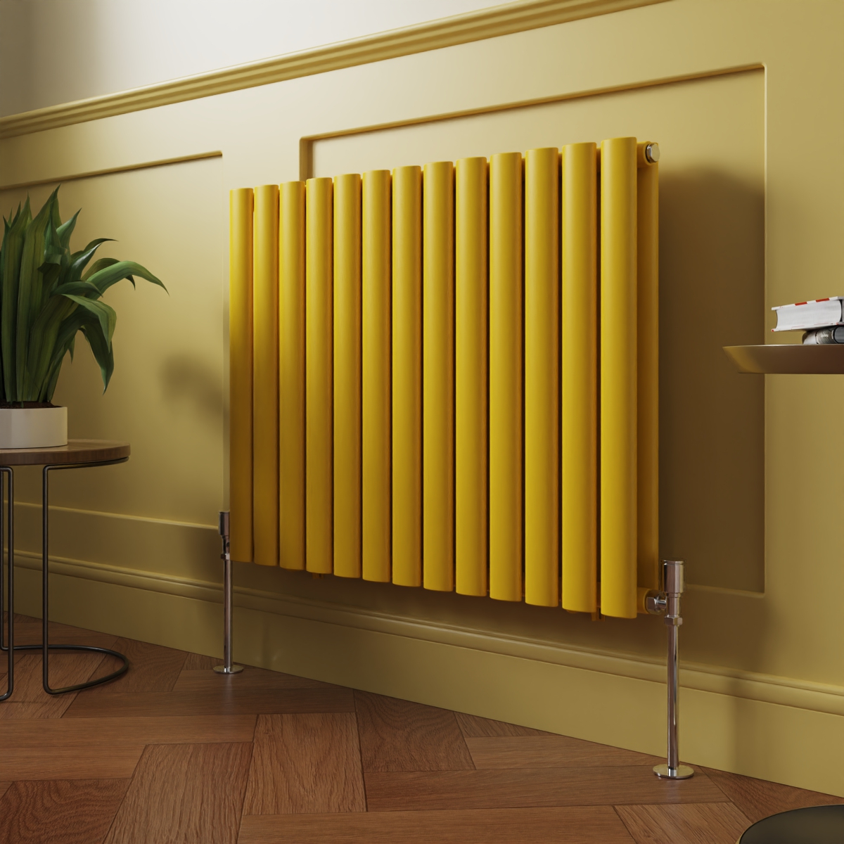 Norden 600 x 768mm Zinc Yellow Double Horizontal Oval Column Designer Radiator