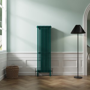 Bern 1500 x 470mm Traditional Blue Green Vertical Four Column Radiator
