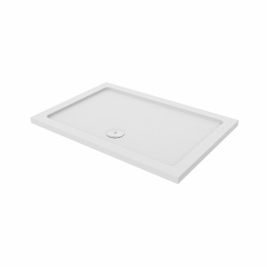 Essentials Anti-Slip 1000 x 800mm Rectangle Stone Shower Tray White