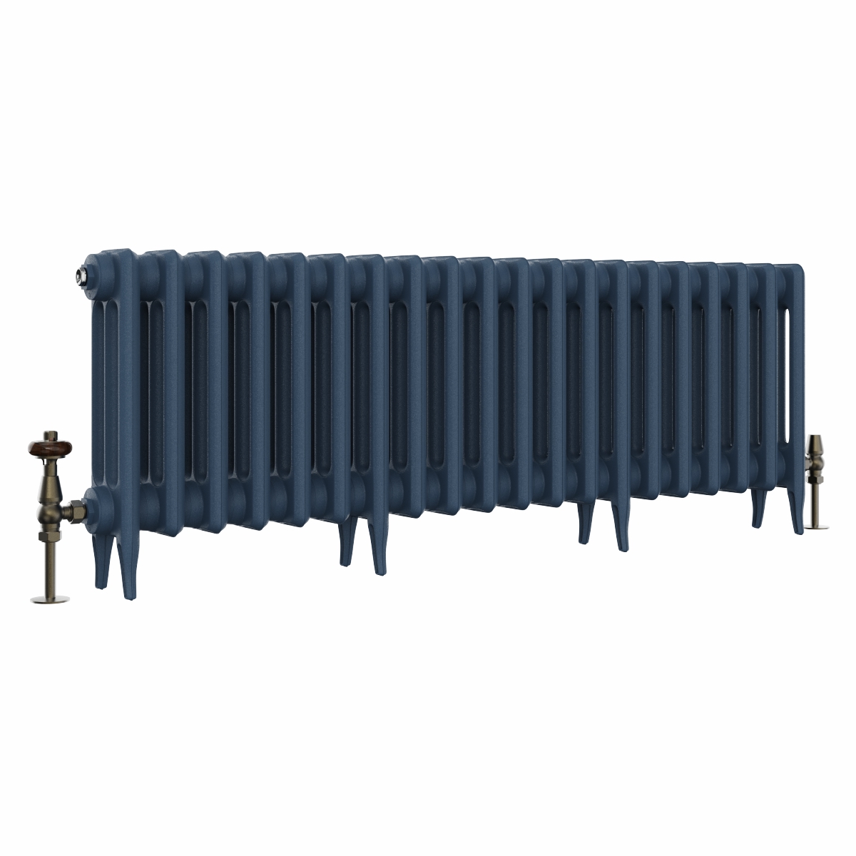 Classic  450 x 1274mm Farrow & Ball Hague Blue Triple Column Cast Iron Radiator - 20 Sections