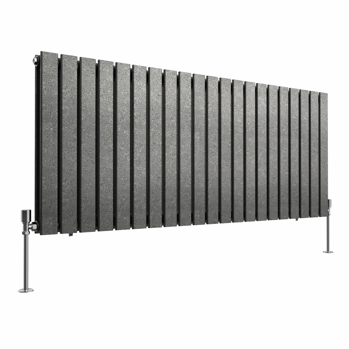 Karlstad 600 x 1430mm Black Silver Double Horizontal Flat Panel Designer Radiator