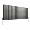 Karlstad 600 x 1430mm Black Silver Double Flat Panel Horizontal Designer Radiator